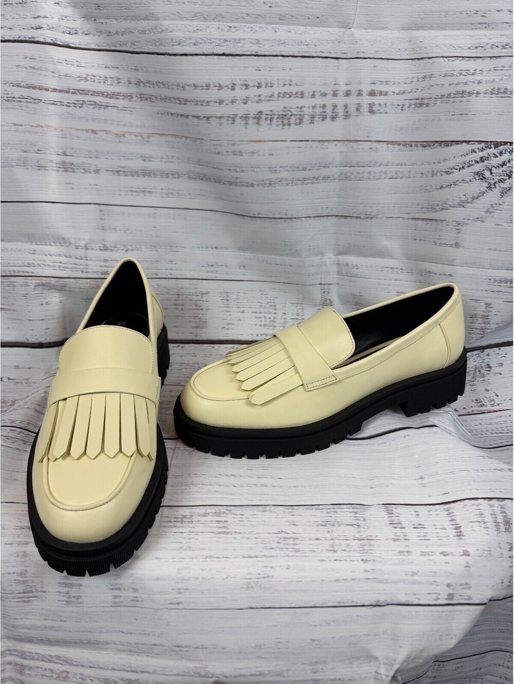 GIANNI BINI x SYDNEY SILVERMAN Allie butter yellow leather loafers 9M NWOB
